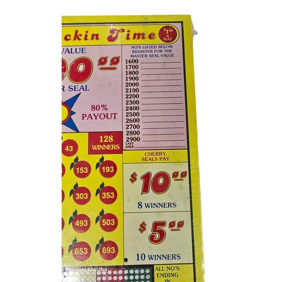 Vtg Cherry Pickin Time Wood Punchboard Game 15"x11" Bar Pub Game Room Decor NOS - Picture 8 of 14